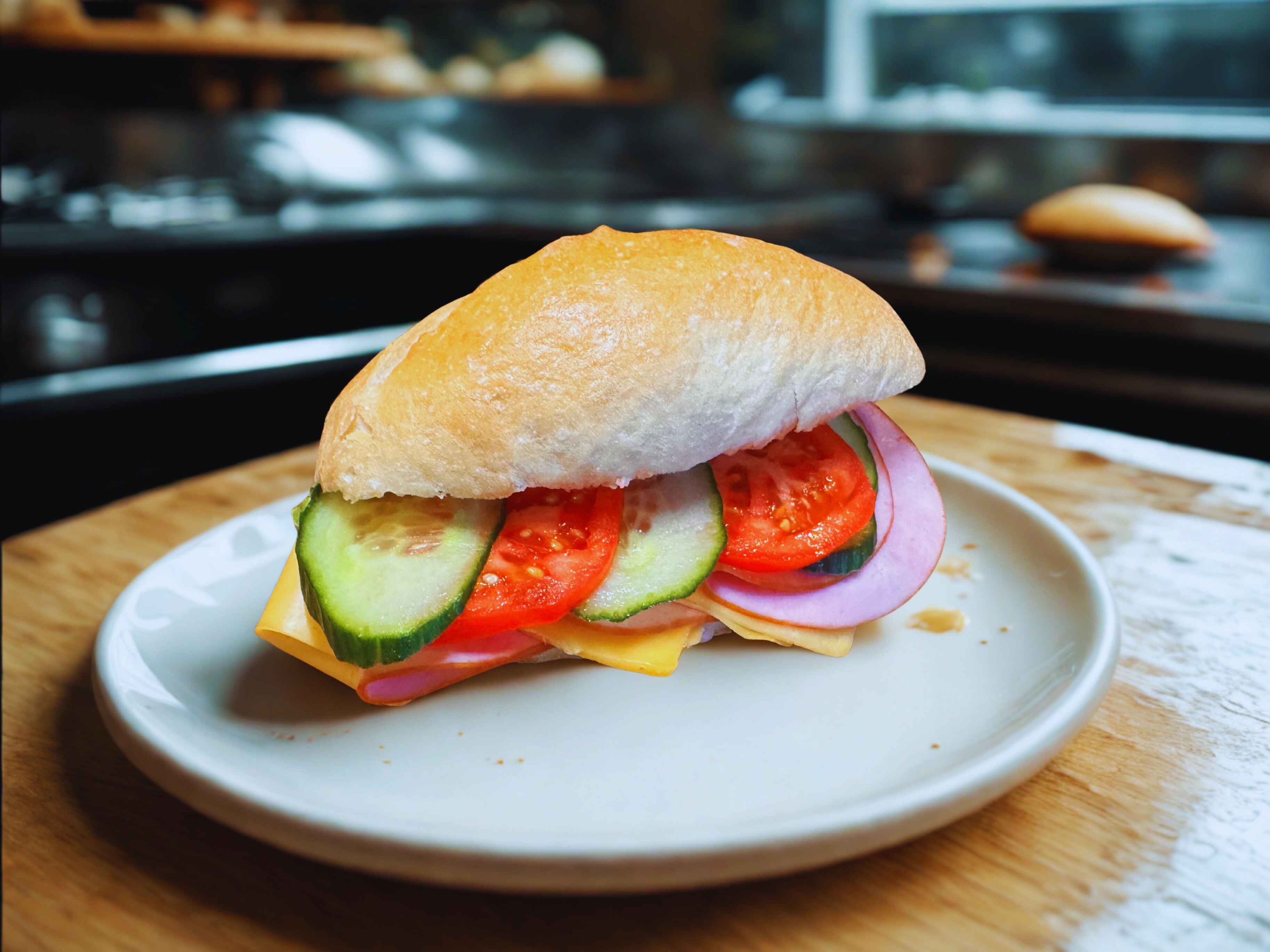 Bułka z serem i szynką