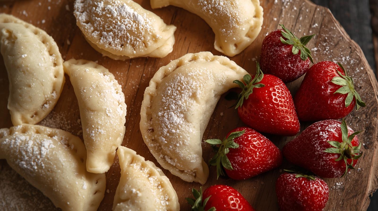 Pierogi mrożone z truskawkami