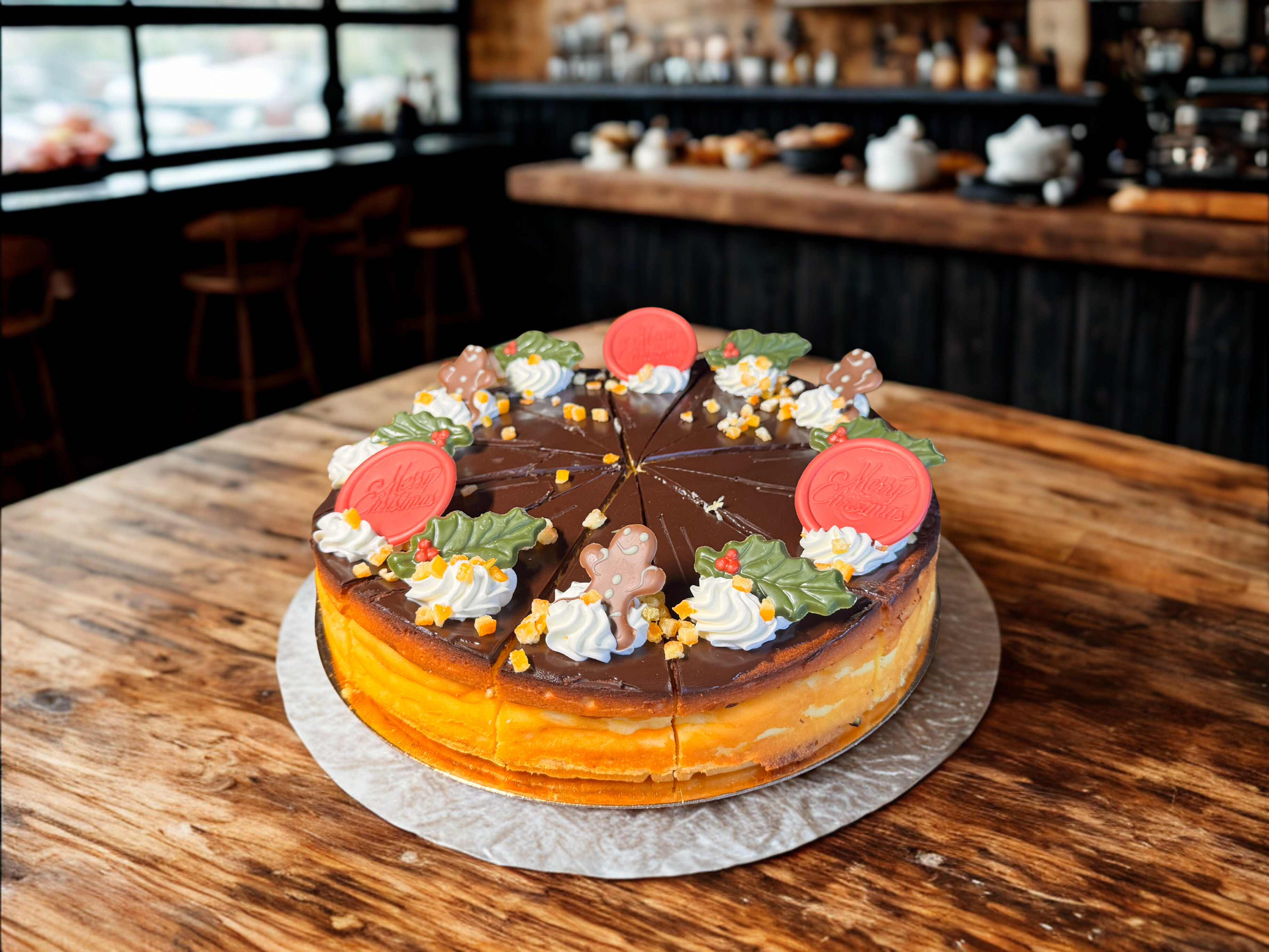 Sernik dekorowany świąteczny